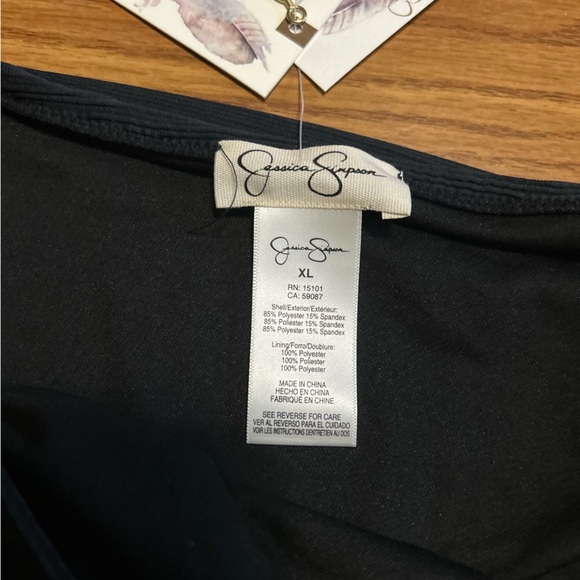 NWT Jessica Simpson Women's Swim Bikini Bottom Ribbed Solid Black Size XL - Picture 4 of 4